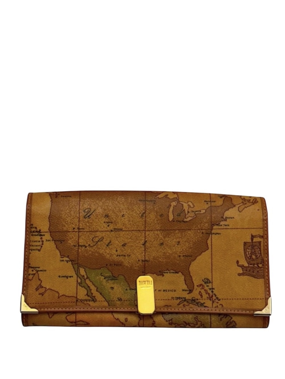 ALVIERO MARTINI - BROWN TAN PRIMA 1A CLASSE LONG BIFOLD SECURE CLOSURE WALLET